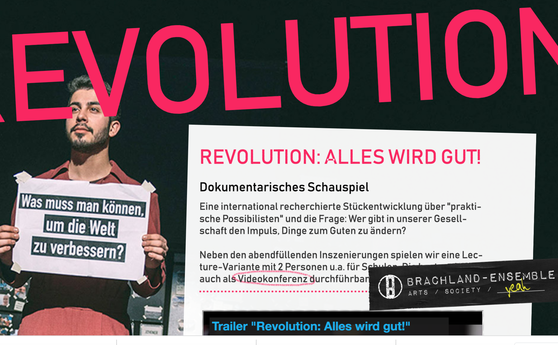 Kooperation mit dem „Menschenrechtsbüro der Stadt Wien“ und dem „Brachland-Ensemble“ (Nürnberg): „Revolution. Alles wird gut“
